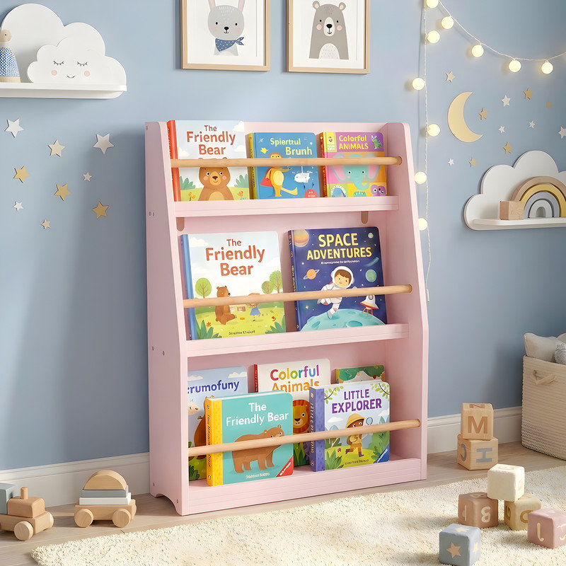 Bibliothèque pour enfants 3 niveaux, Naturel