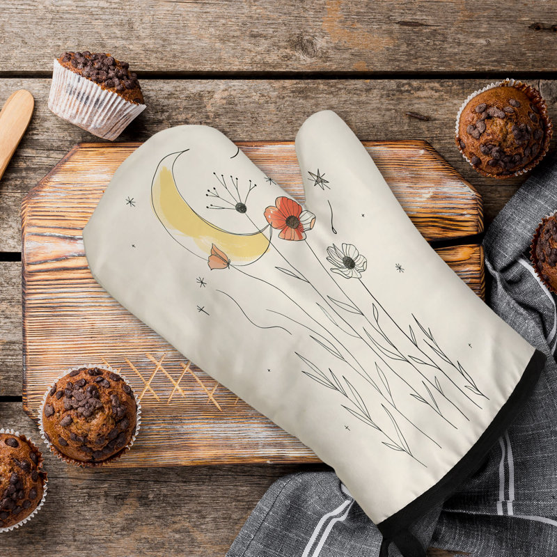 Floral Strokes Oven Mitt Cotton Twill