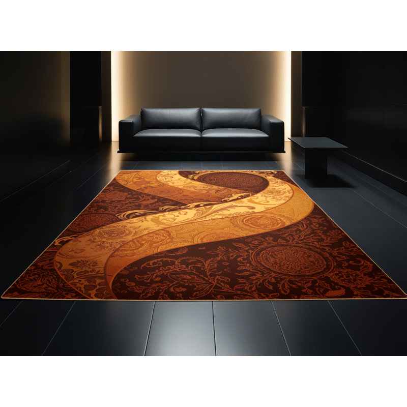 Tapis oriental brun pouding lavable à la machine Kirkwood Christmas - reliure brun clair, 4 x 6