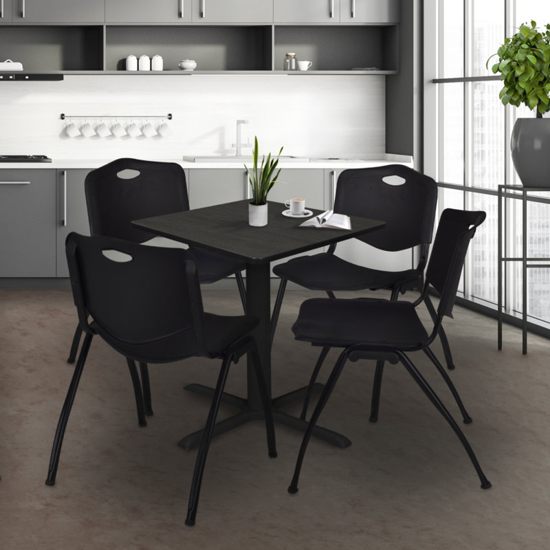 Table de salle à manger Regency Cain, H 29 po x L 30 po x P 30 po, Gris cendré / noir, Gris cendré
