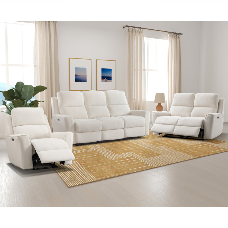 Ensemble de salon inclinable électrique en microfibre 3 pièces Divona