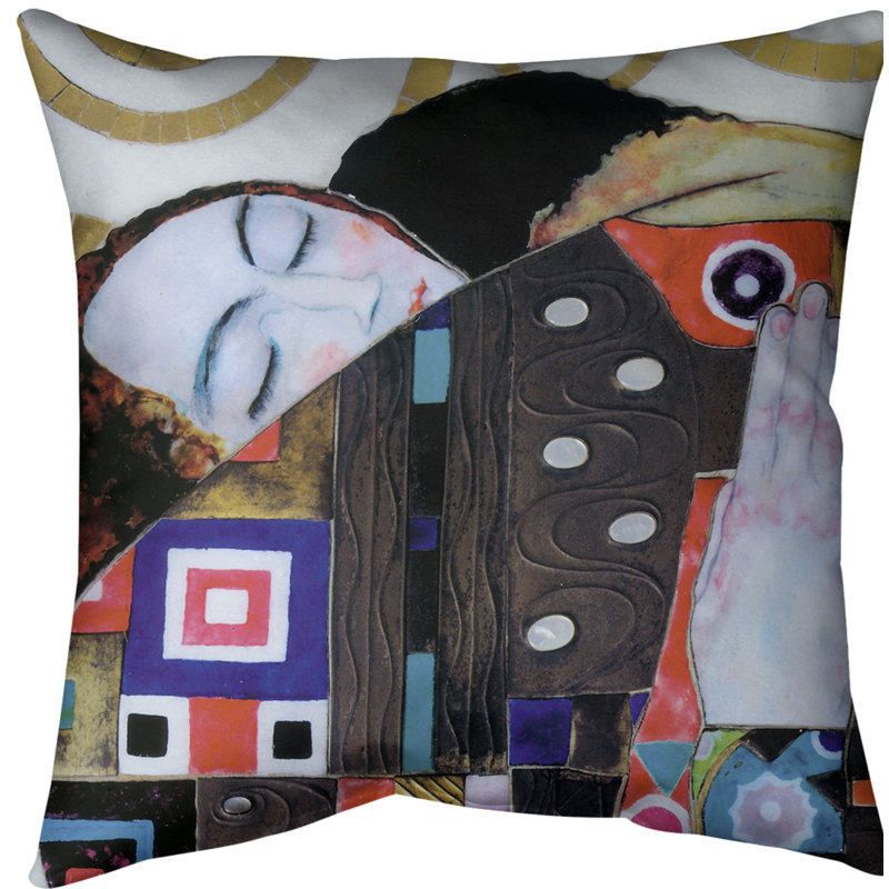 Coussin de jeté, 18 po x 18 po, Rouge / doré, Faux lin