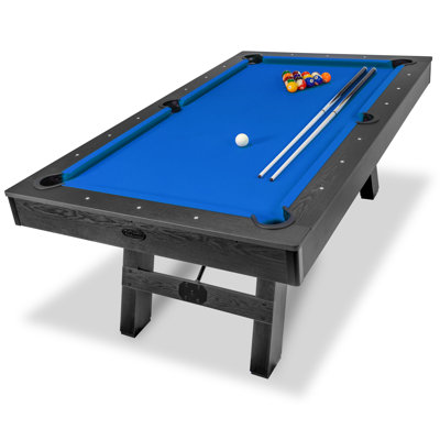 GoSports 7 ft Pool Table with Rustic Wood Finish - Modern Billiards Table - Accessories Included
