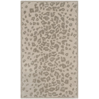 Jamon Martha Stewart Hand Tufted Wool/Viscose Animal Print Rug in Sharkey grey