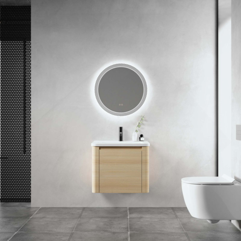 Meuble-lavabo mural avec lavabo en céramique et 1 porte à fermeture en douceur, contreplaqué, 24"