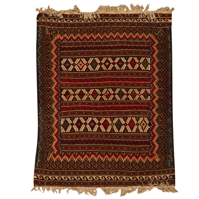 Hand Knotted Wool Area Rug in Multi