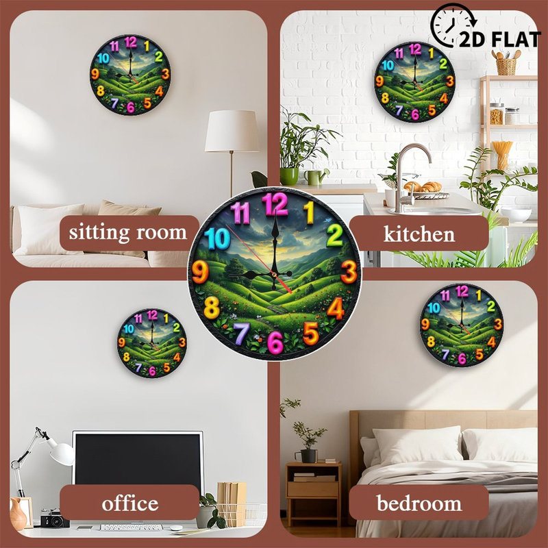 Colorful Clock with Scenic Nature Background