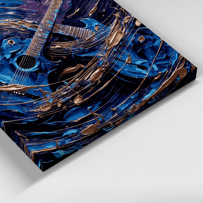 Art musical sur toile bleue, H 8 po x l 10 po