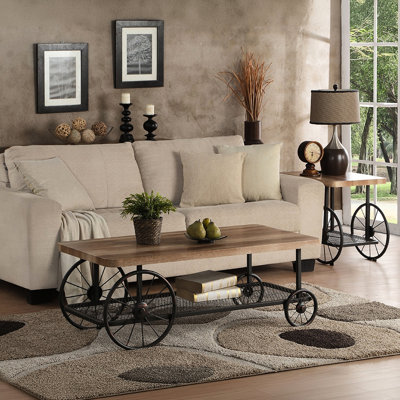 Table basse rectangulaire grise avec tablette et détails en chêne pour une maison élégante et polyvalente