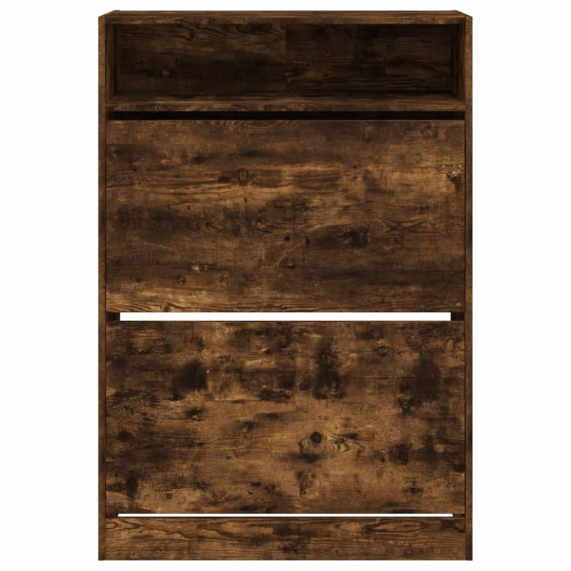 12 Pair Shoe Storage Cabinet, Smoked Oak