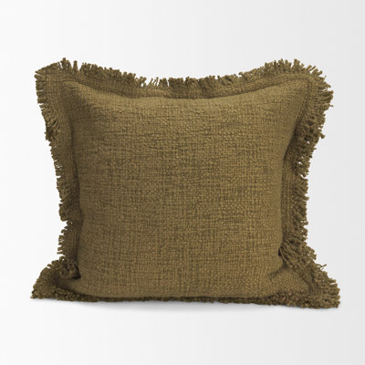 Housse de coussin décoratif en coton olive foncé 20 x 20 Kambal
