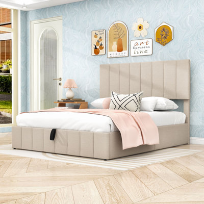 Lit plateforme tapissier avec rangement robuste Laurissa