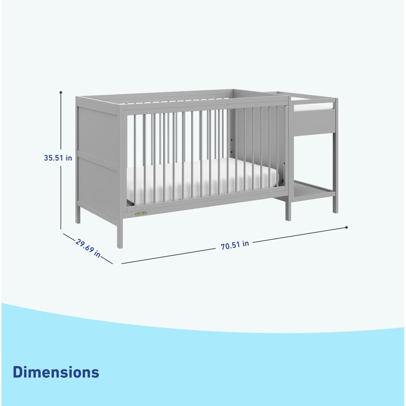Fable 4-in-1 Standard Convertible Crib and Changer, Pebble Grey