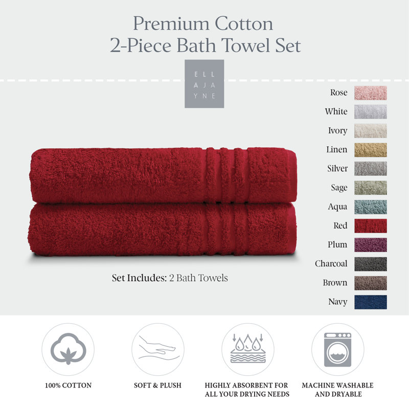 Cotton Body Towel (Set of Two), Red
