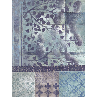 Fleurs mauves avec décorations mauves - impression sur toile tendue