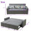 Canapé-lit convertible 3-en-1, canapé-lit moelleux en tissu de 77 po avec dossier réglable, canapé modulaire gris pour petit espace, lit escamotable jusqu'à 73 po