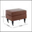 Classic PU Leather Ottoman With Sturdy Solid Wood Legs And Casters For Versatile Use