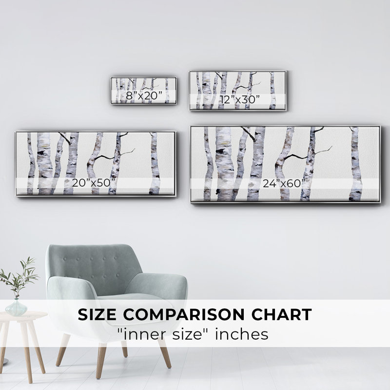 Birch Trees I- Framed Canvas, 20" H x 50" W