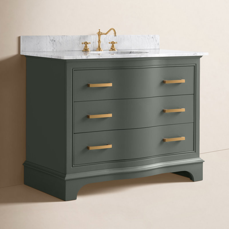Goleta 42" Single bathroom Vanity with Marble Top, Vintage Green/Brushed Gold
