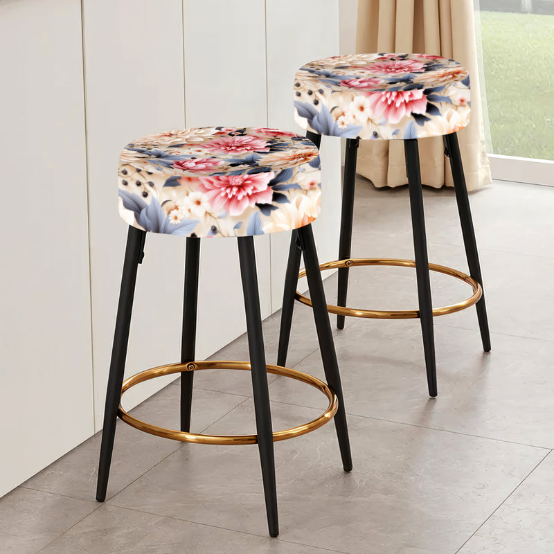 Ensemble de 2 tabourets de bar roses et blancs