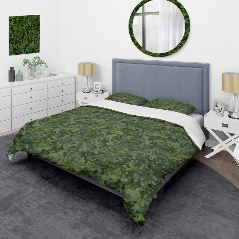 Ensemble de housse de couette en microfibre vert 3 pièces, Housse de couette pour très grand lit et 2 très