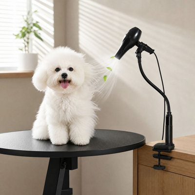 Support multifonctionnel pour séchoir à cheveux pour animaux de compagnie, adapté aux chats et aux chiens. Support de sèche-cheveux réglable et inclinable.