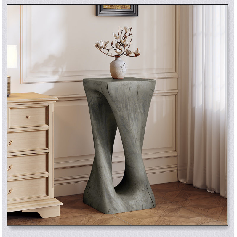 Table d'appoint d'extérieur Twist Shape avec texture semblable au bois, béton léger pour la terrasse, le balcon et la piscine