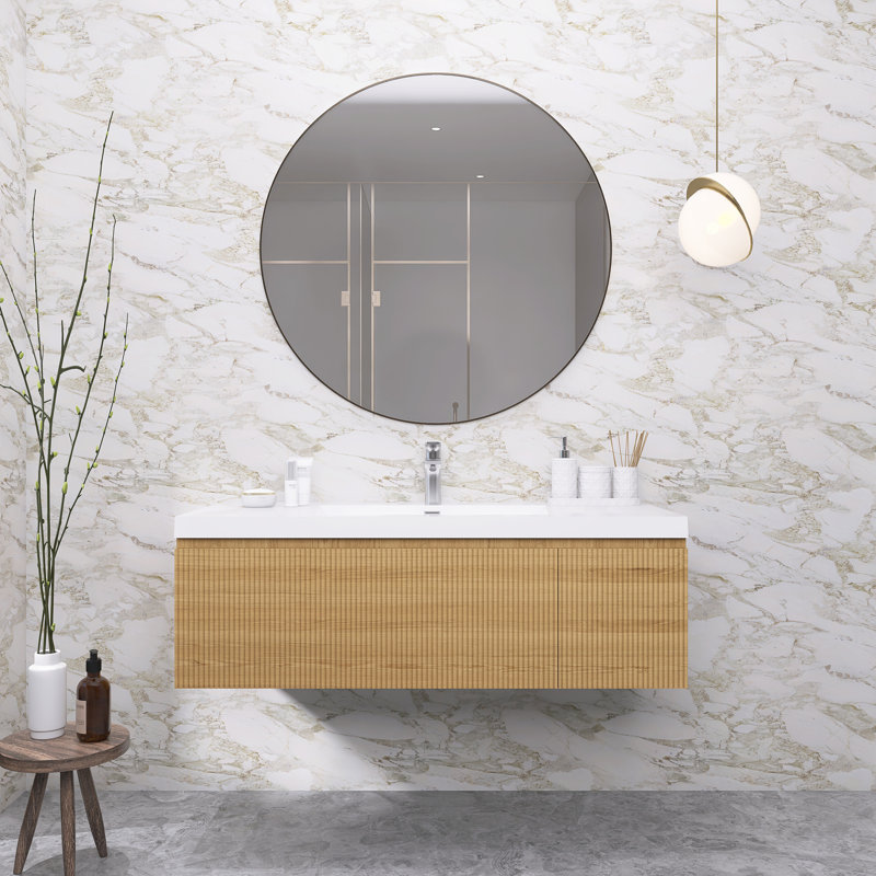 Meuble-lavabo moderne à rayures avec lavabo simple
