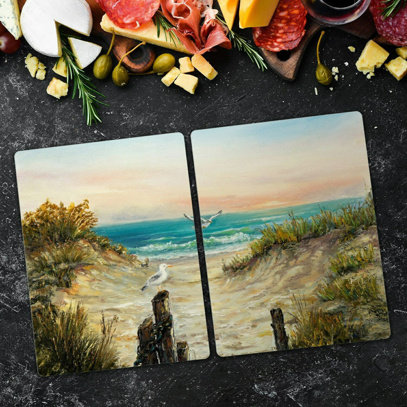 Panama Tempered Glass Sea Birds Chopping Board, 52cm x 30cm