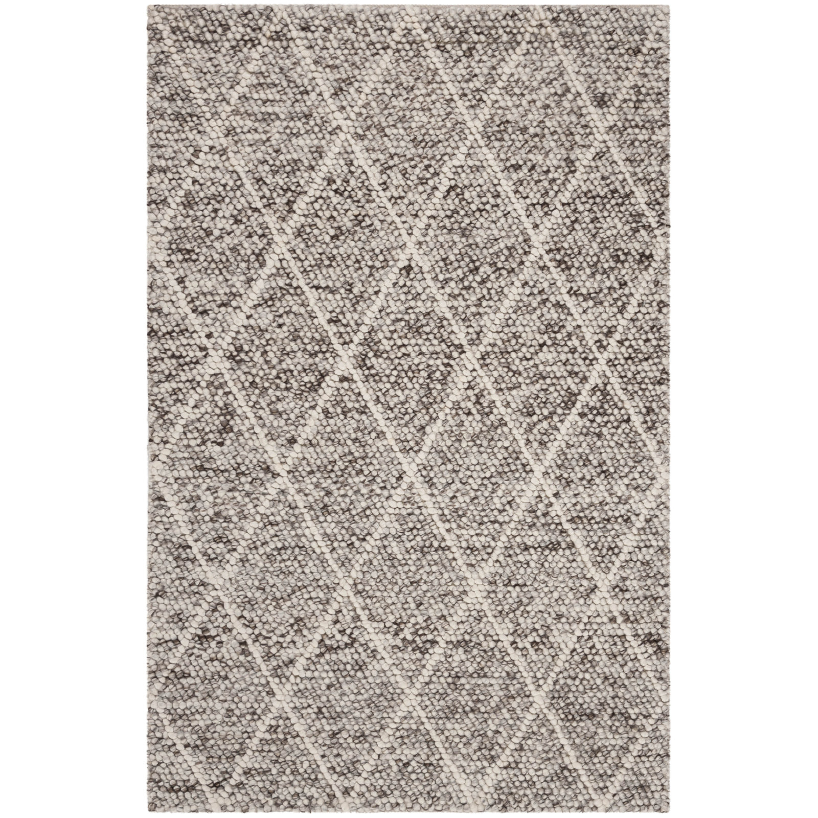 Huberty Brown Gray Hand-Woven Geometric Rug, Rectangle 6' x 9'