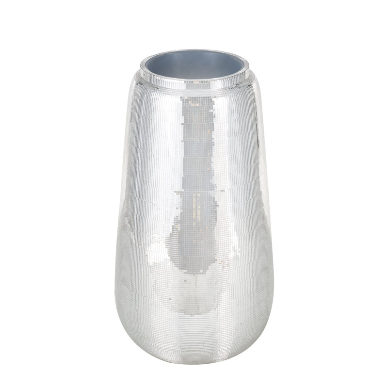 Vase de plancher en mosaïque de fibre de verre Cole et gris avec intérieur bleu