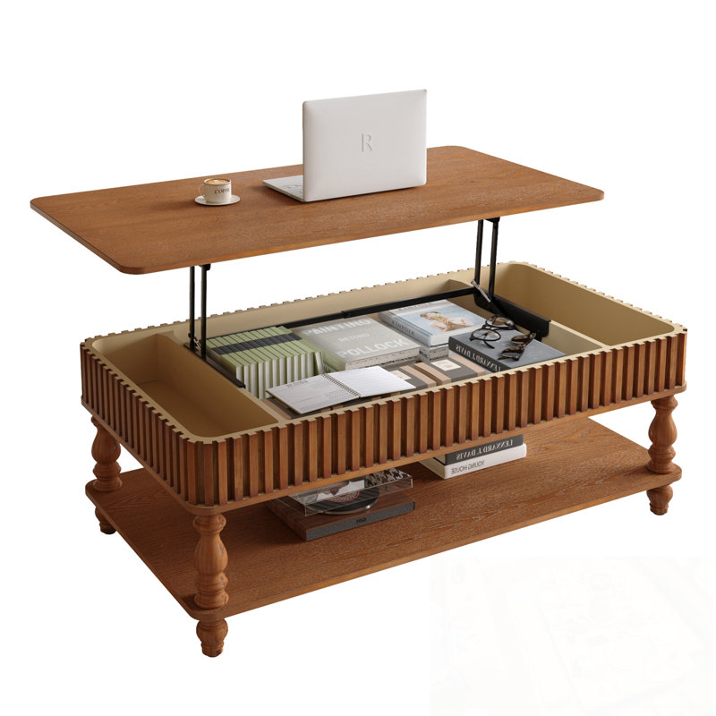 Plateau relevable avec rangement, Brun antique