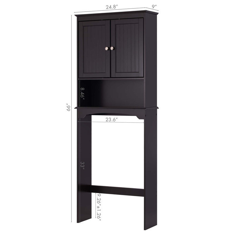 Hardan Over The Toilet Storage, Espresso, 66"H x 24.8"W x 9"D