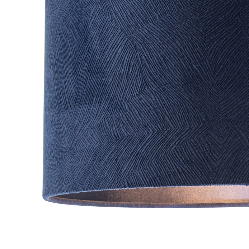 Contemporary Thin Lined Soft Velvet Fabric Round Lamp Shade By , Navy