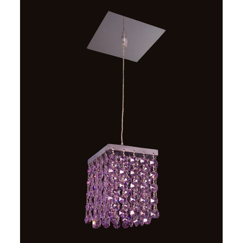 Luminaire suspendu carré simple 1 lumière Mirco, Violet