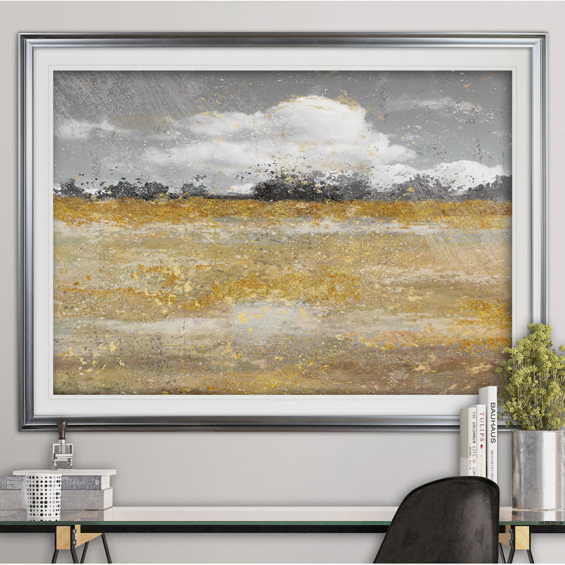 « pré scintillement ii », reproduction de peinture acrylique encadrée, Argent, H 24 po x l 32 po x P 1,5 po