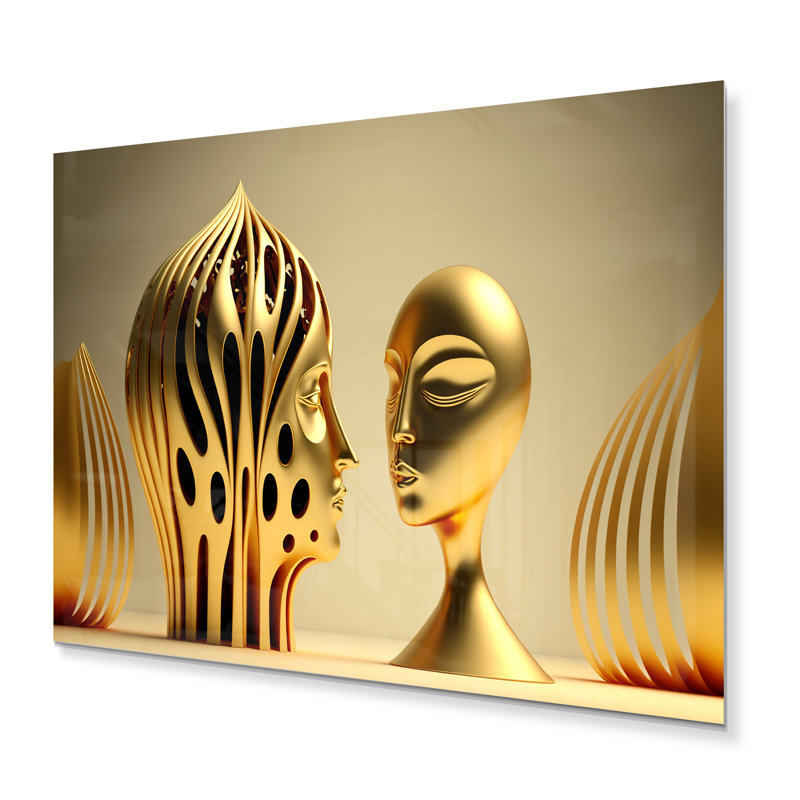 Décoration murale en métal «The Golden Mask in the Mirror», H 12 po x l 20 po x P 1 po