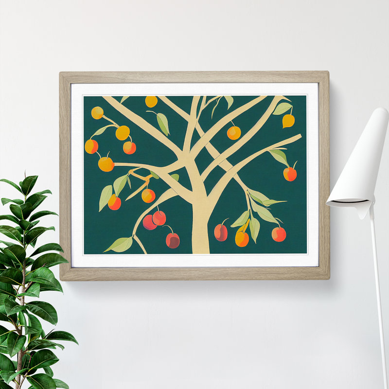 Fruit Tree Abstract - Framed Print, 46cm H x 64cm W x 2cm D, Oak Framed