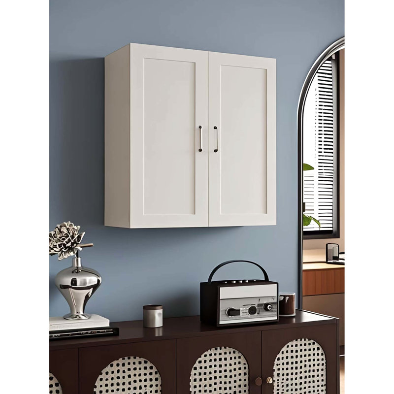 Armoire murale en bois massif avec tablettes réglables et charnières à fermeture en caoutchouc pour rangement dans la cuisine l 27 po x P 12 po x H 42 po.