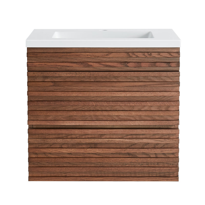 Sonata 24" Single Bathroom Vanity with Integrated White Acrylic Top, Dark Wood