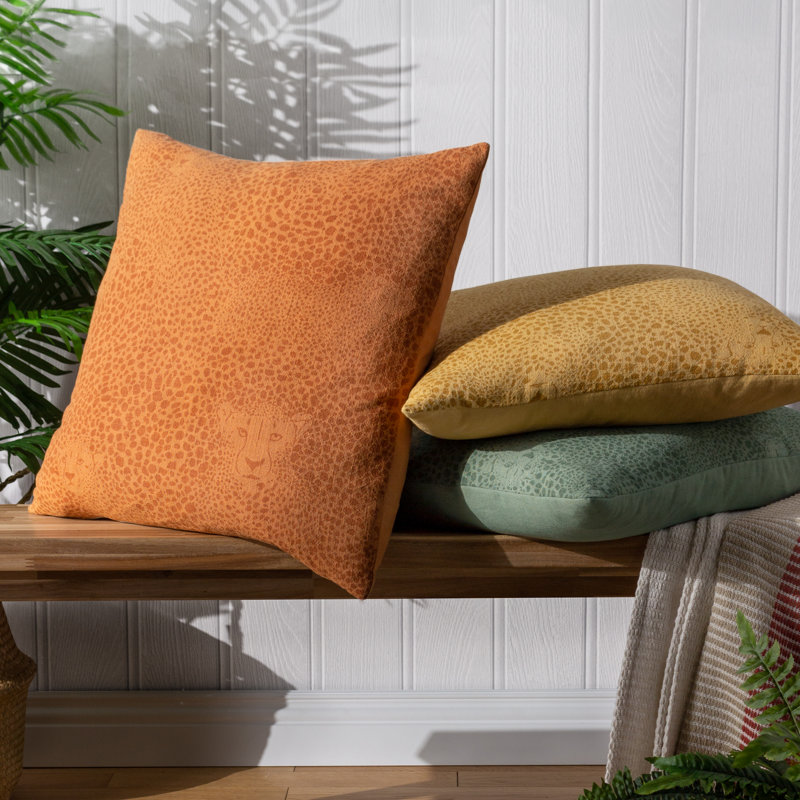 Square Throw Cushion, Yellow, Polyester