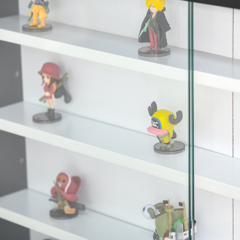 Black and White Wall Mounted Display Cabinet with Adjustable Shelves