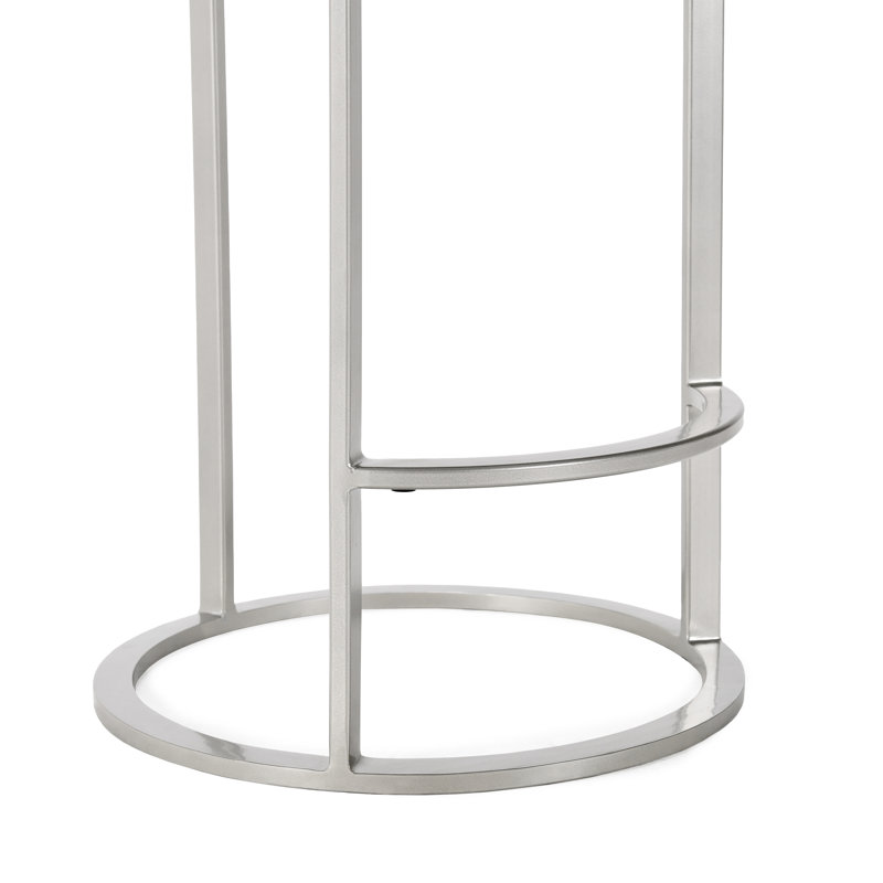 Quinn Upholstered Fabric Counter Stool, Gray Seat/Nickel Frame