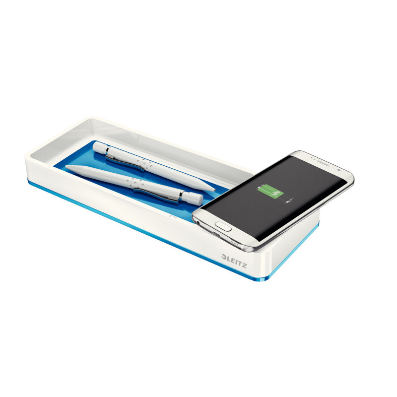 Plastic Desk Organiser, White/Blue