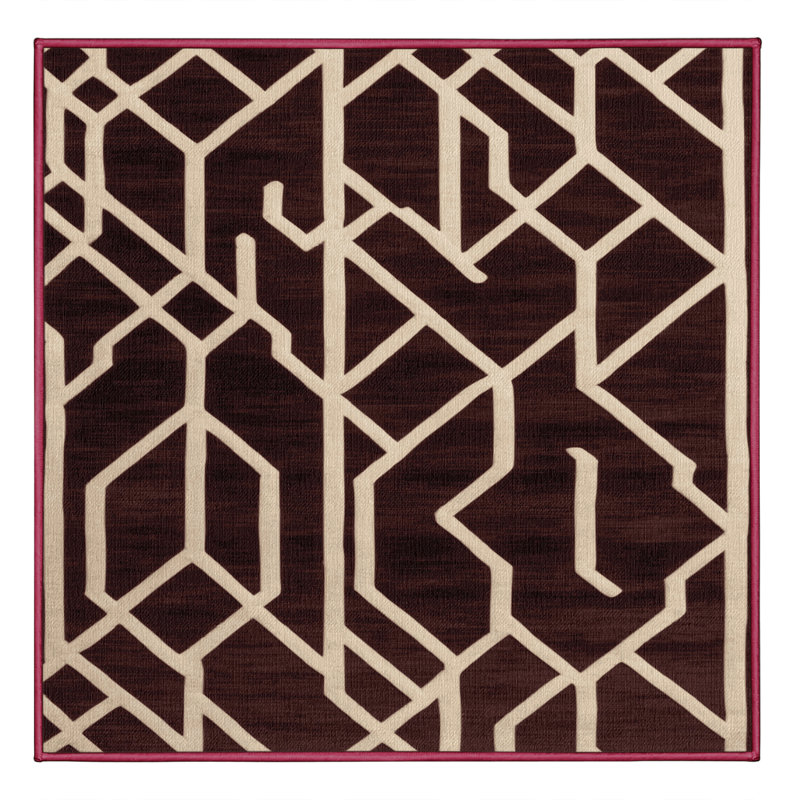 Tapis brun treillis lavable à la machine, Carré 6 pi