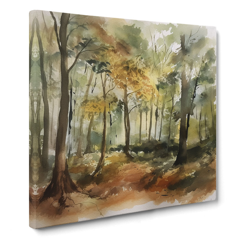 Forest Watercolour No.5 - No Frame Print, 35cm H x 35cm W x 3cm D