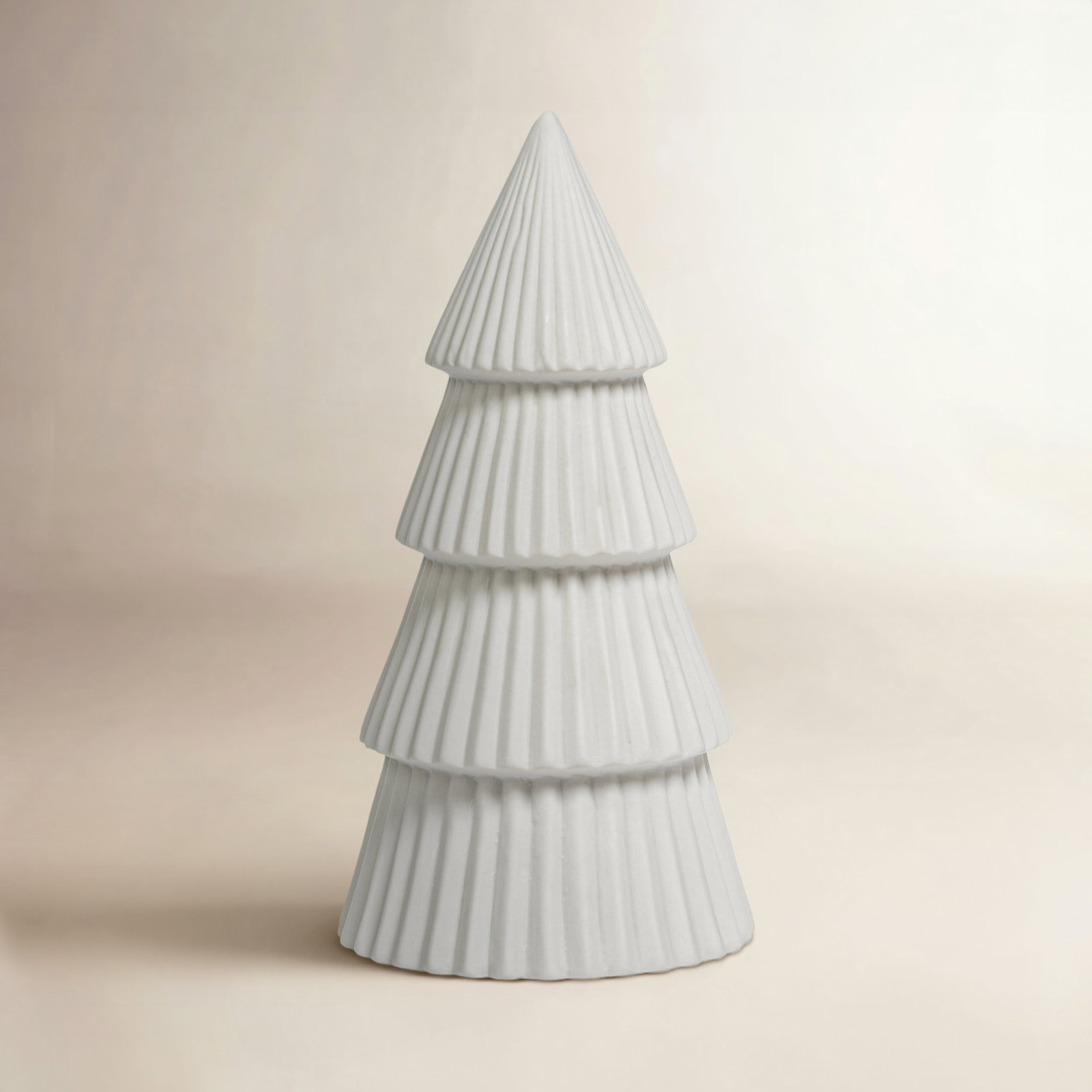 Set of 2 Glazed Tree Sculpture, 12" H x 4" W x 4" D, White