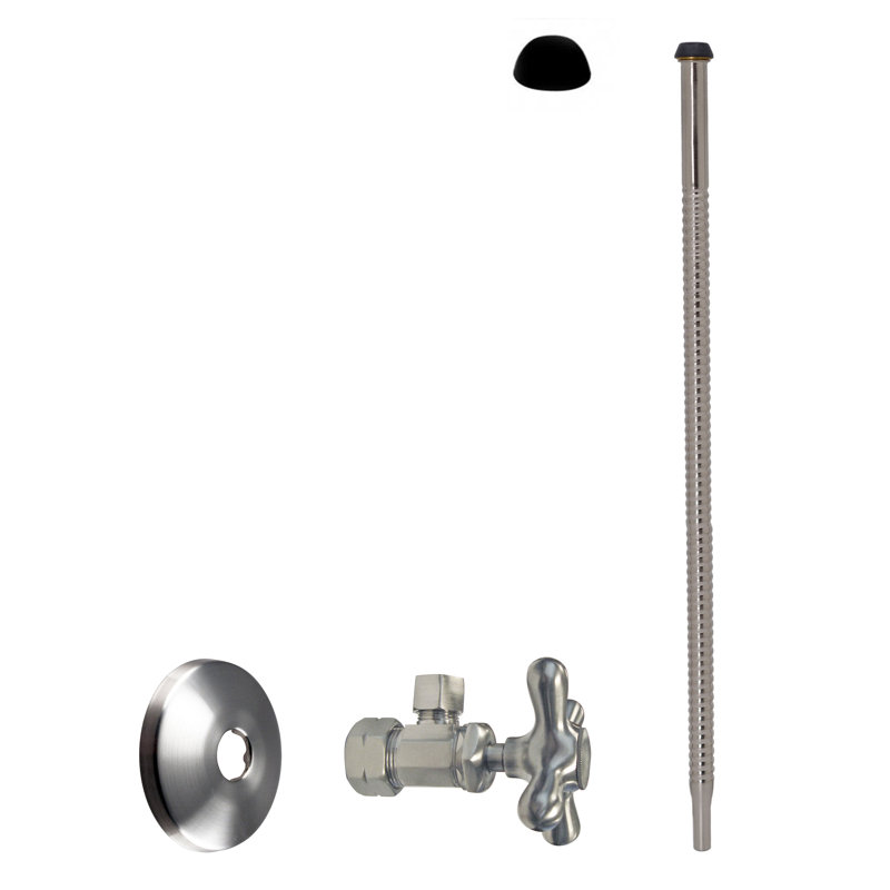 Robinet ondulé de 5/8 po x 3/8 po x P 15 po ou ligne d'alimentation de toilette avec robinet d'arrêt à poignée en croix