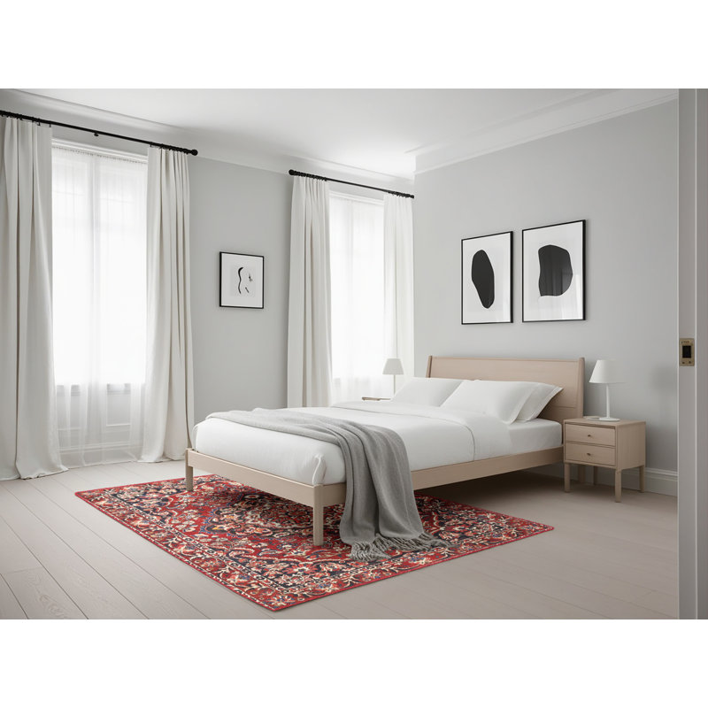 Tapis décoratif oriental rouge/noir/beige Abie, Rectangle 5 pi x 7 pi