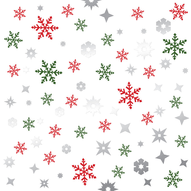Colorful and Silver Christmas Snowflakes Wall Sticker